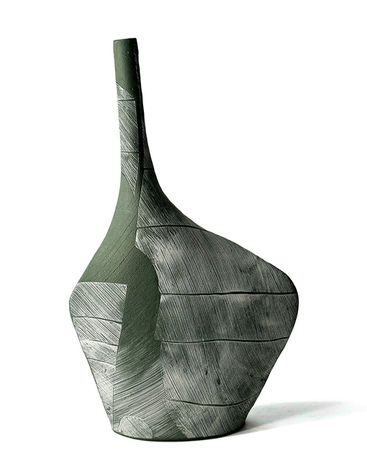 Tall green vase