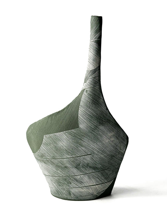 Tall green vase